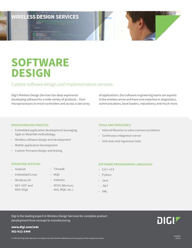 Wireless Design Dienstleistungen: Software-Design-Datenblatt