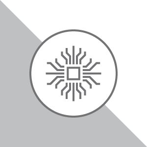 Symbol eines Computerchips am Rande eines Netzes