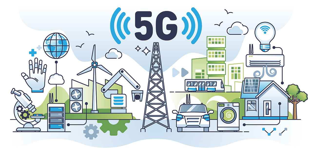 5G-Infografik für intelligente Städte und Industrie