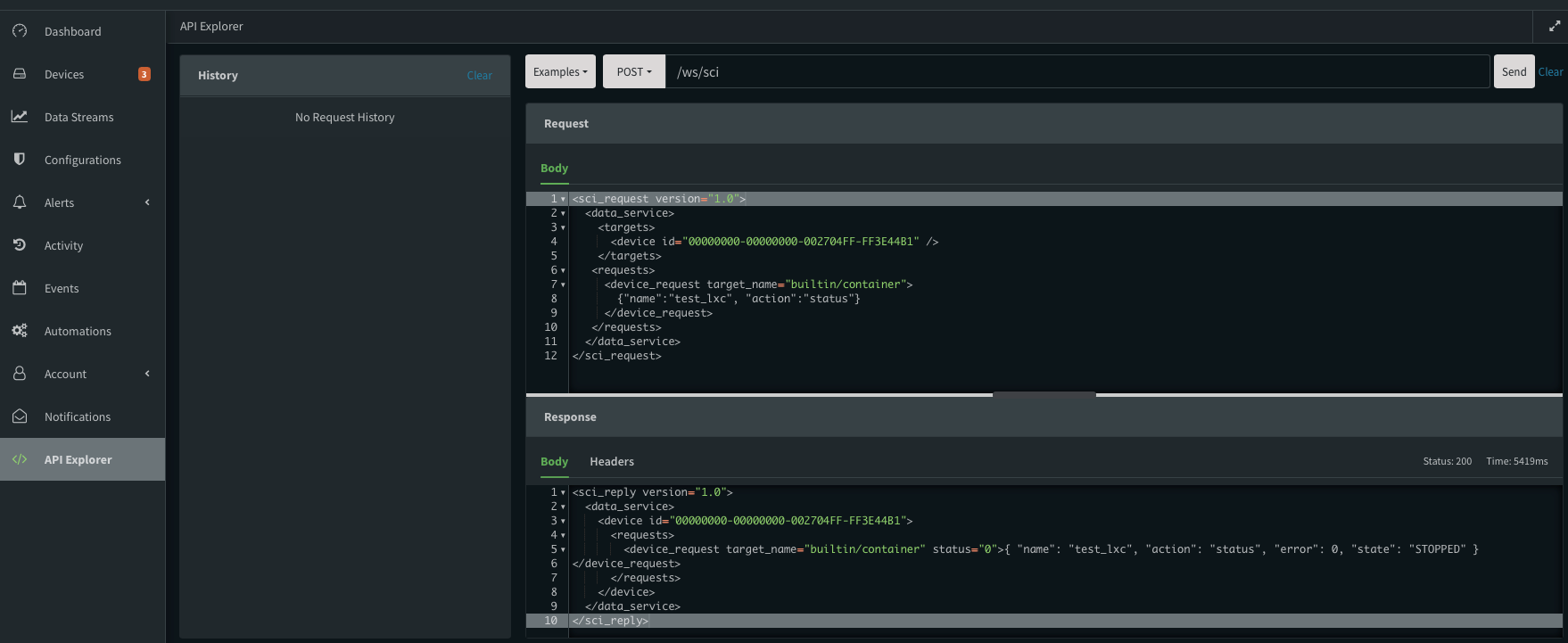 Digi containers unter Digi Remote Manager dashboard