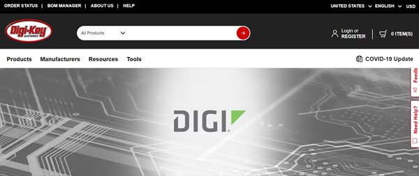 Digi Produktseite auf Digi-Key