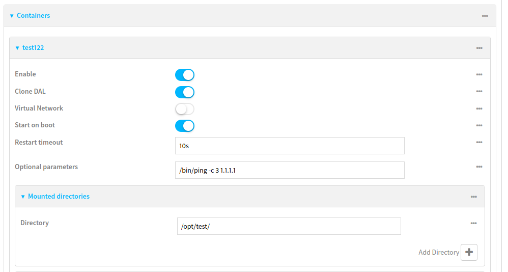 Digi Containers Webschnittstelle