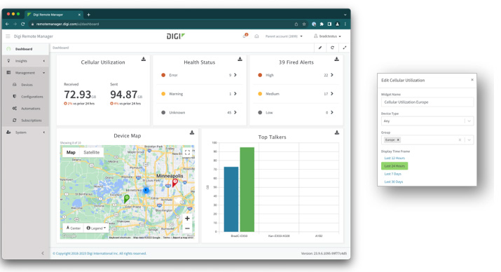 Anpassungs-Dashboard in Digi Remote Manager