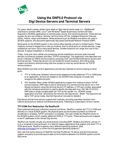 Verwendung des DNP3.0-Protokolls über Digi Device Servers und Terminal Servers 