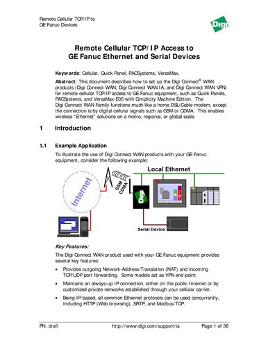 Remote Mobilfunk TCP/IP-Zugriff auf GE Fanuc Ethernet- und serielle Geräte 