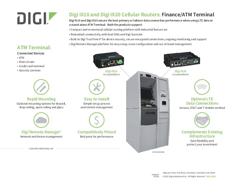 Digi IX10 und Digi IX20 Mobilfunk Router: Finanz/ATM-Terminal