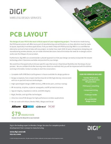 Drahtlose Design-Dienstleistungen: PCB Layout Datenblatt Deckblatt